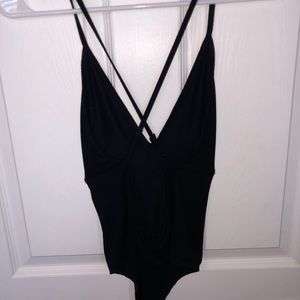 black crossed body suit
